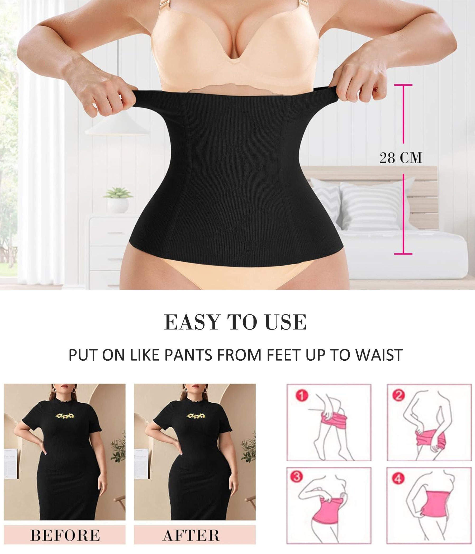 Nebility Womens' Waist Trainer Tummy Control Waist Cincher Slim Body Shaper