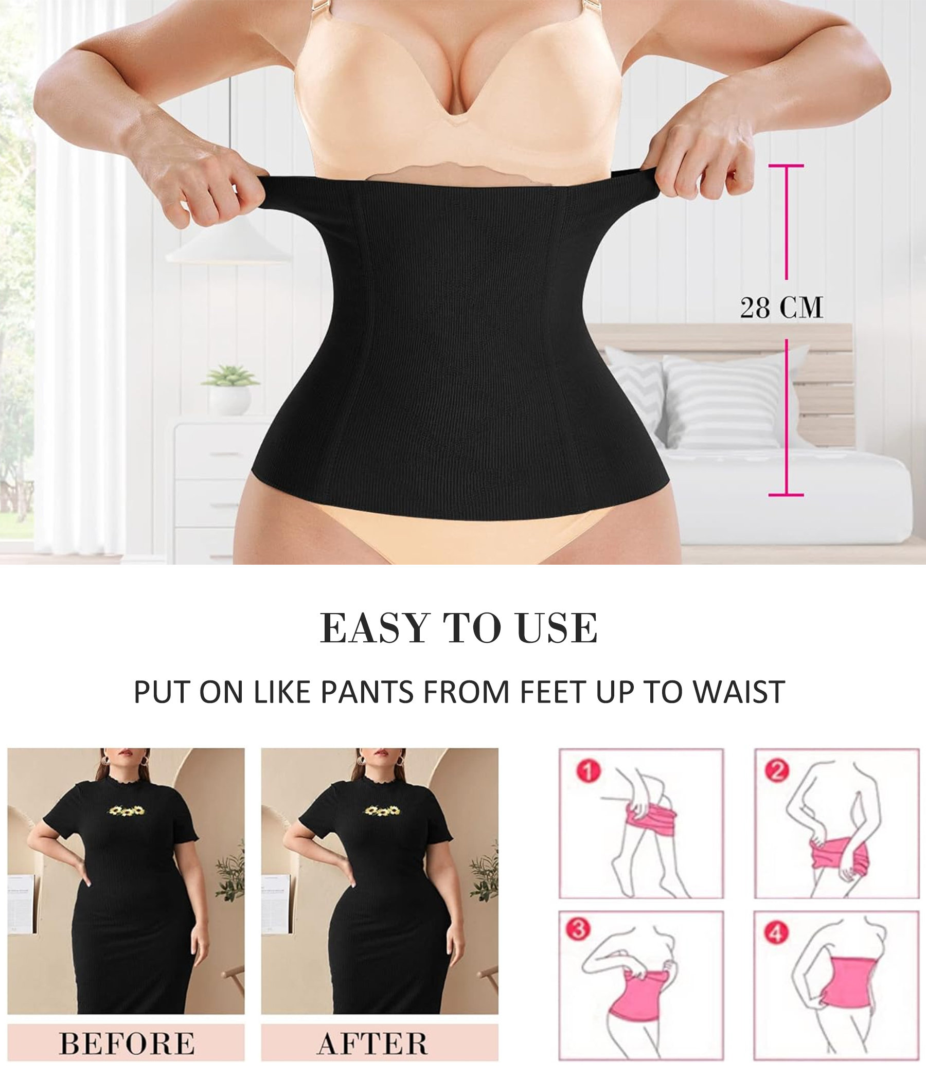 Nebility Womens' Waist Trainer Tummy Control Waist Cincher Slim Body Shaper