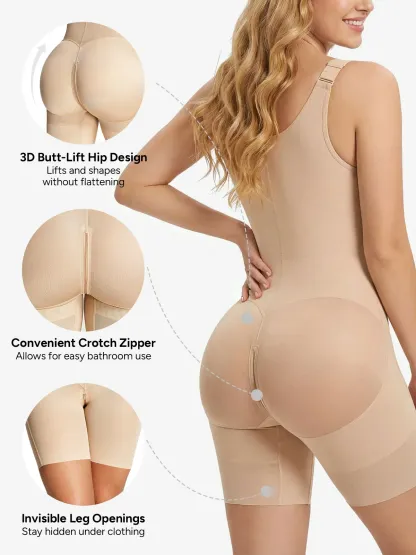 Open Bust Tummy Control Mid-Thigh Bodysuit BOGO