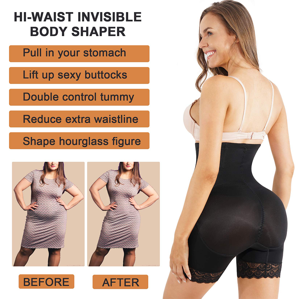 Nebility Women Hi-Waist Tummy Control Butt Lifter Shaper Shorts