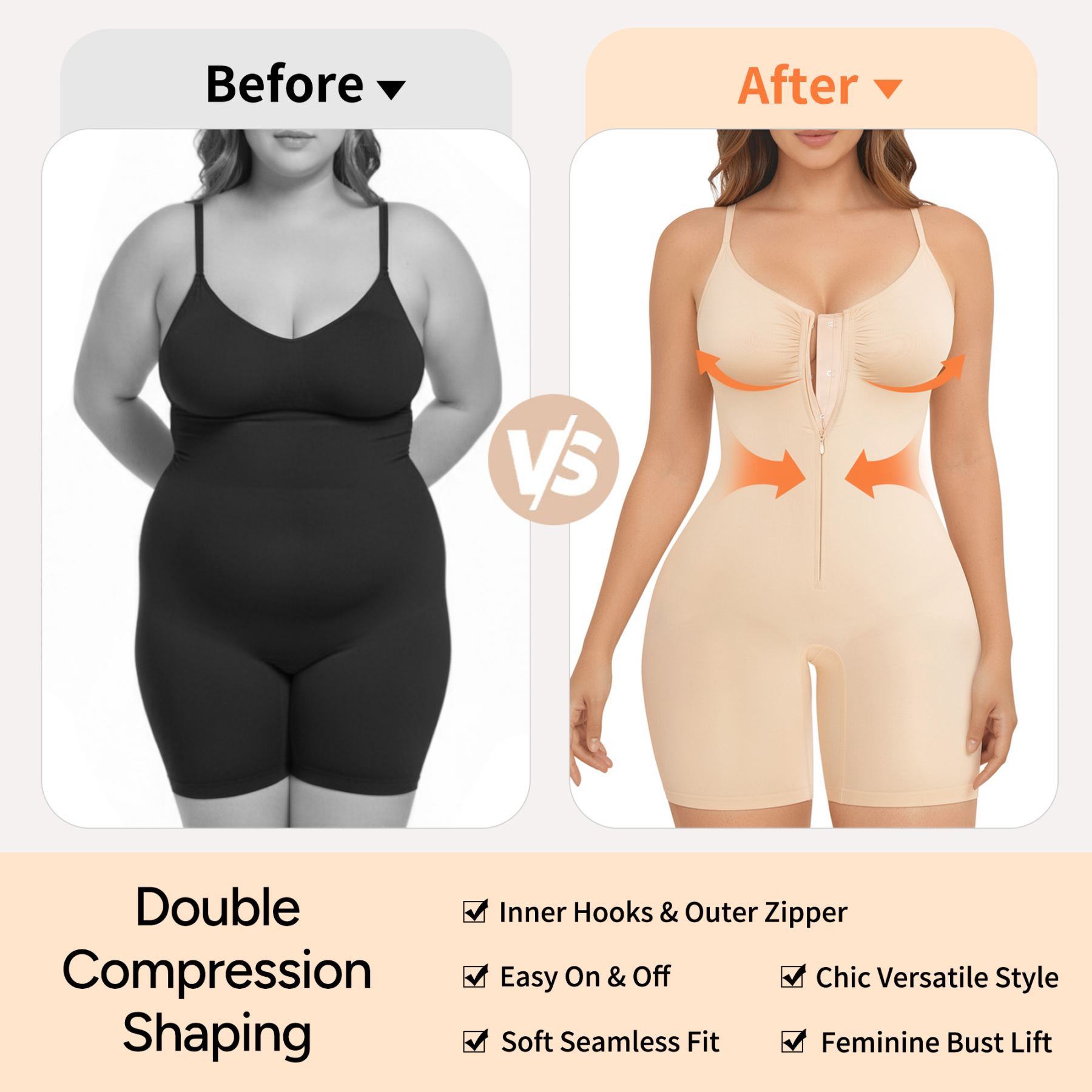 Seamless Zip-up Cami Mid-Thigh Bodysuit