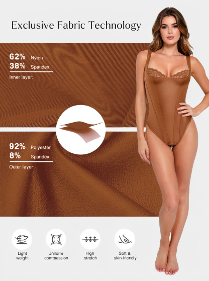 Faux Leather Lace Trim Underwire Thong Bodysuit