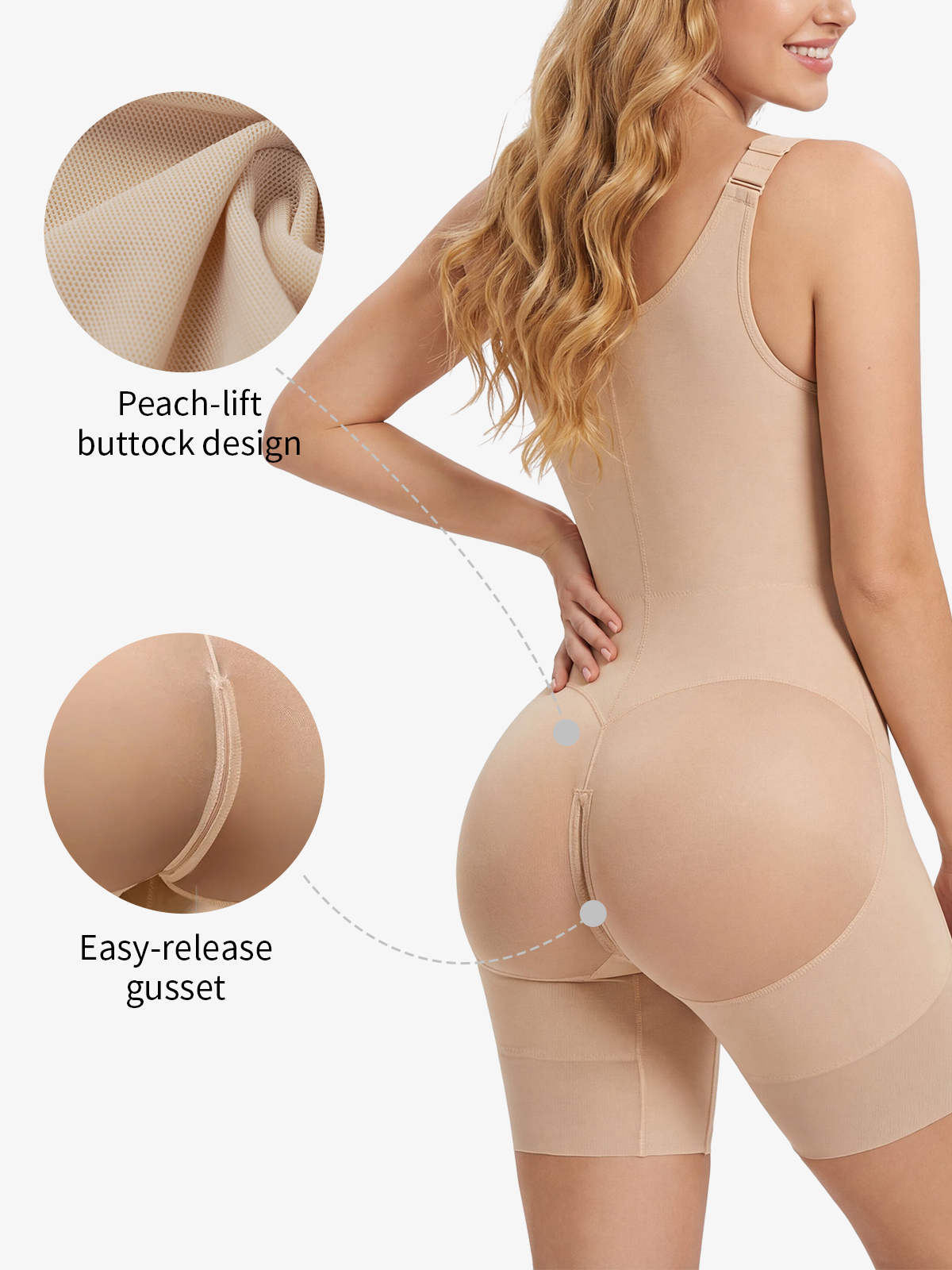Open Bust Tummy Control Crotch Opening Mid-Thigh Bodysuit