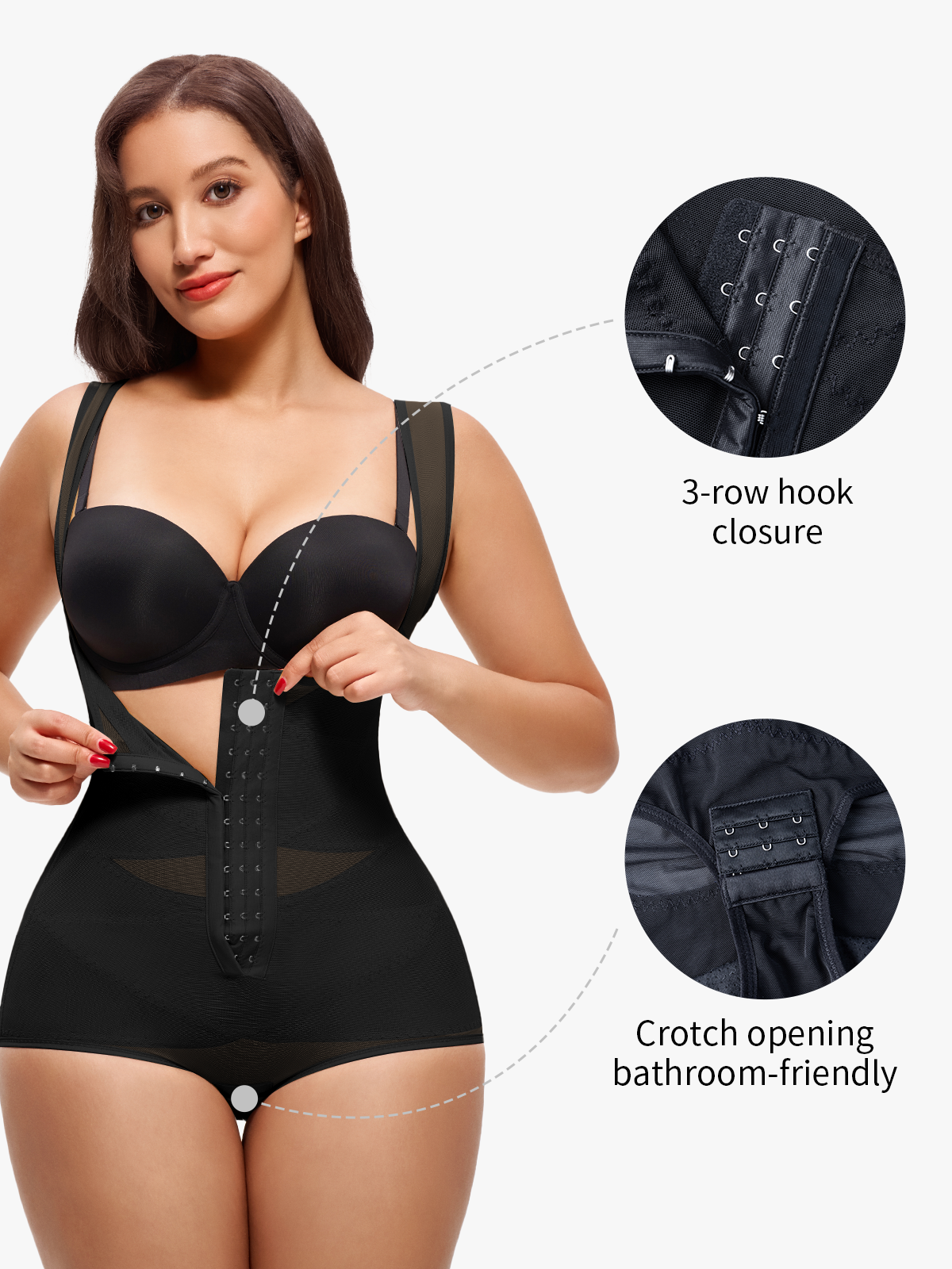 Nebility Women Butt Lifter Open Bust Waist Trainer Compression Bodysuit