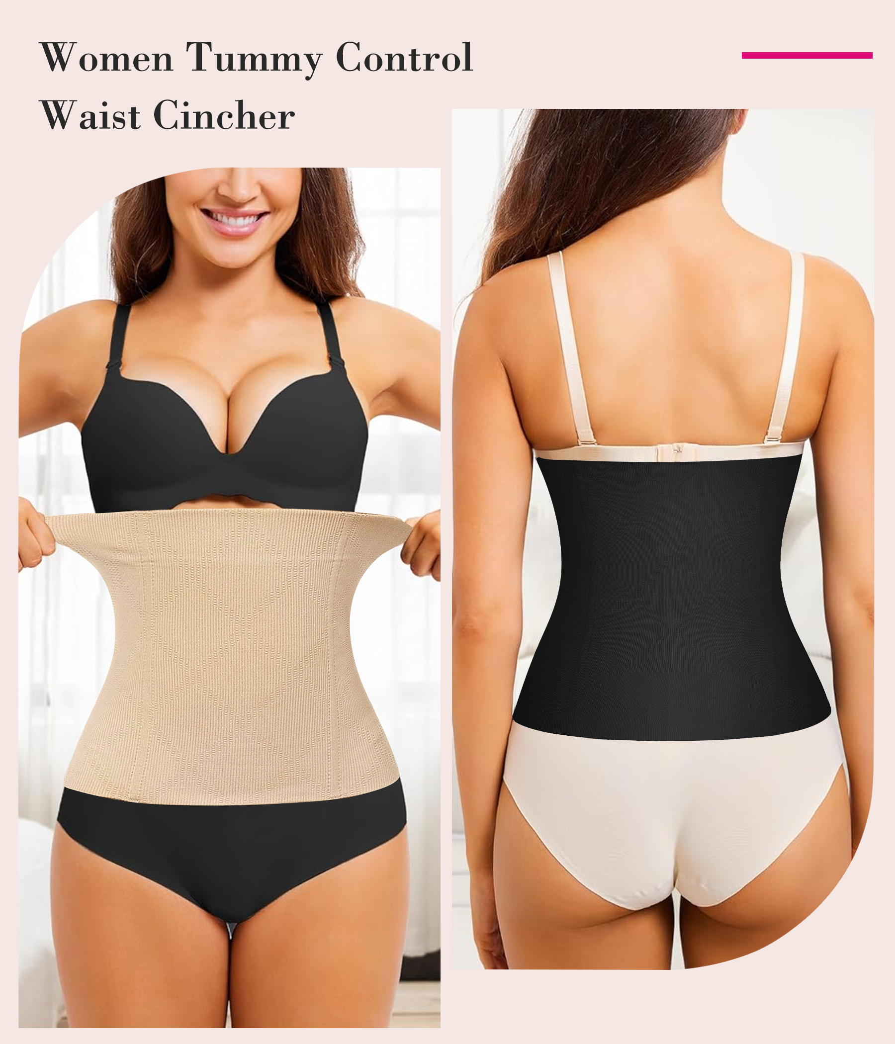Nebility Womens' Waist Trainer Tummy Control Waist Cincher Slim Body Shaper