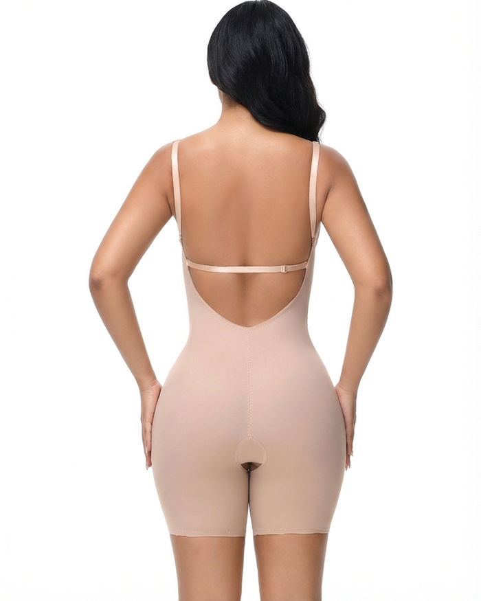 Plunge Backless Cami Mid-Thigh Bodysuit