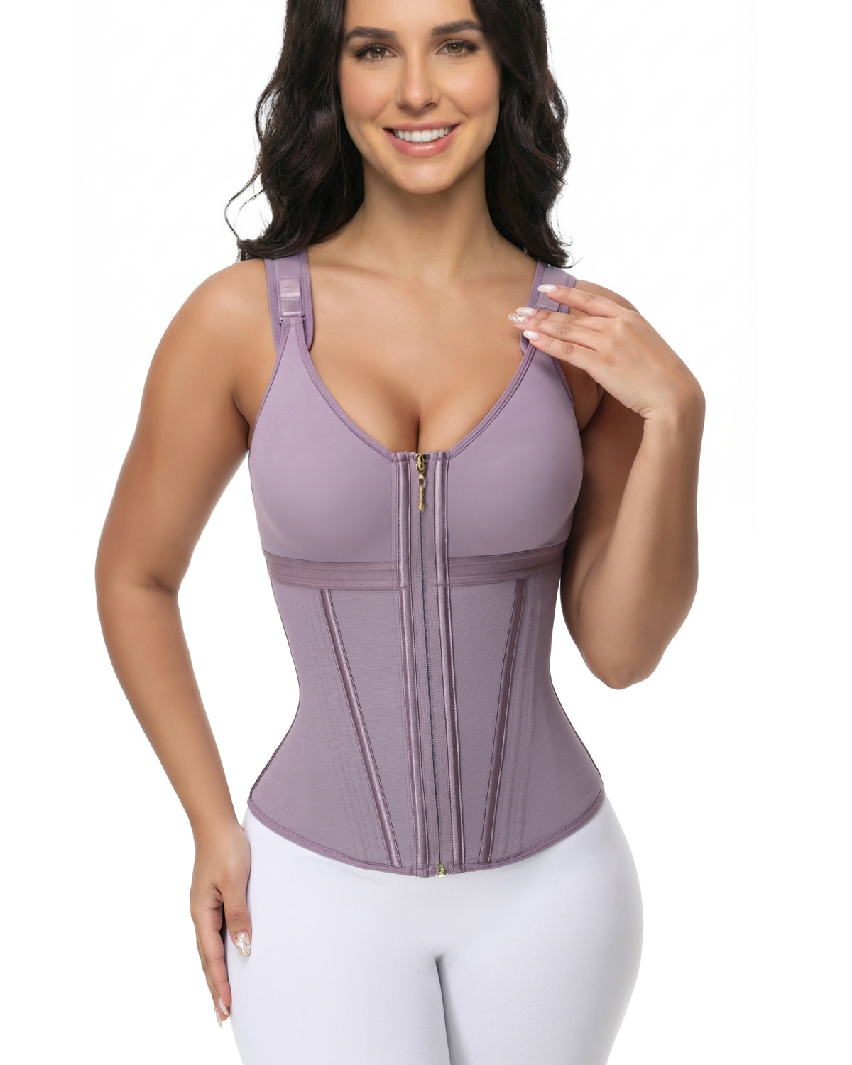 Zipper Steel Bone Tummy Control Top