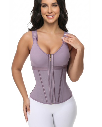 Zipper Steel Bone Tummy Control Top