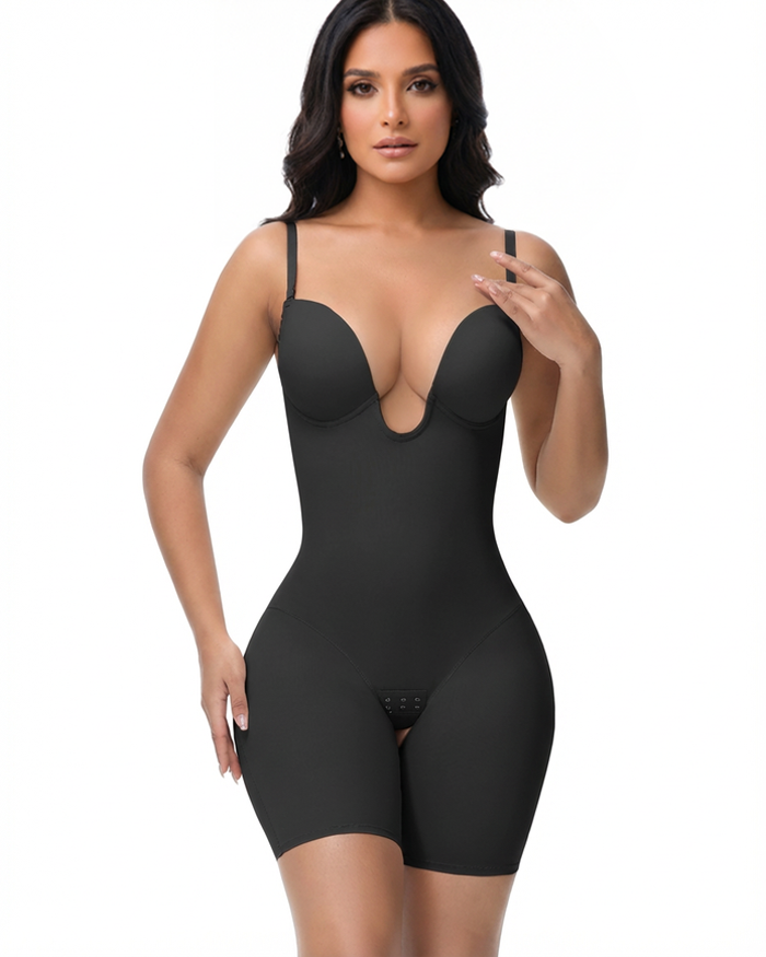 Plunge Backless Cami Mid-Thigh Bodysuit