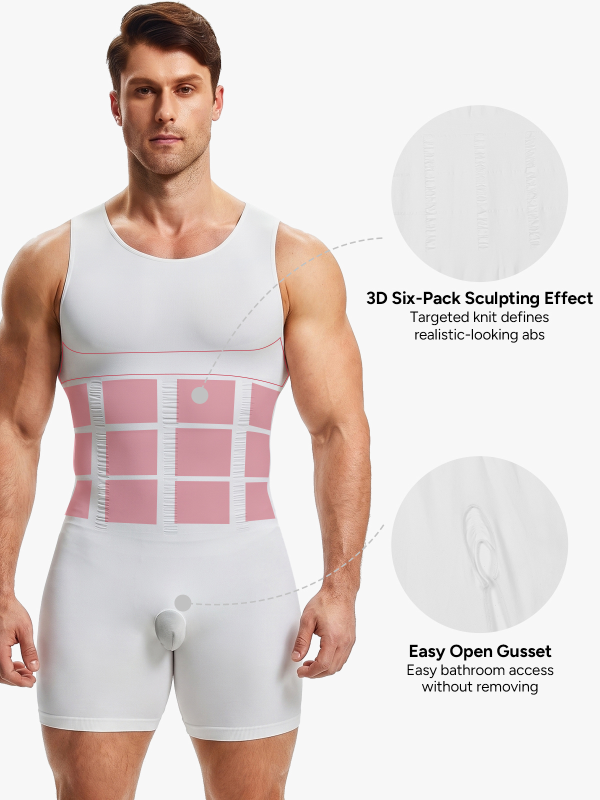 Seamless Full Body Shaper Tummy Control Compression Bodysuit For Men