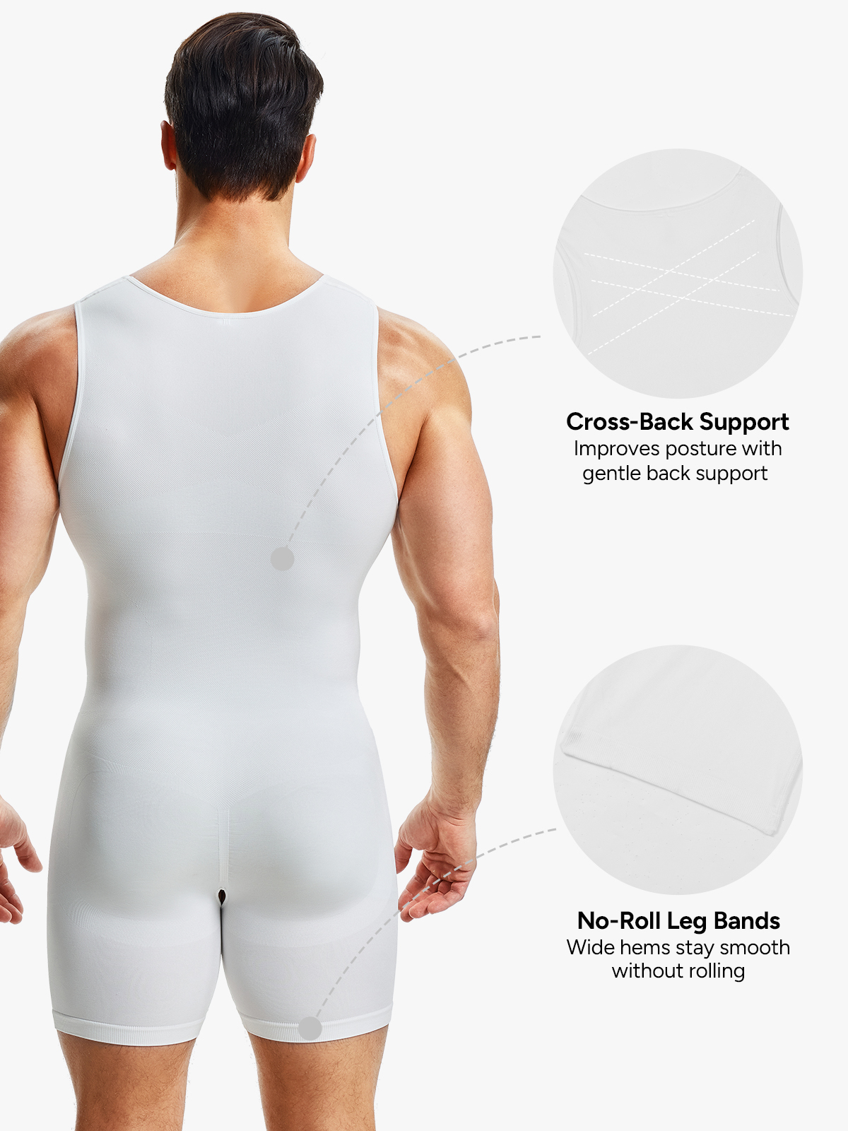 Seamless Full Body Shaper Tummy Control Compression Bodysuit For Men