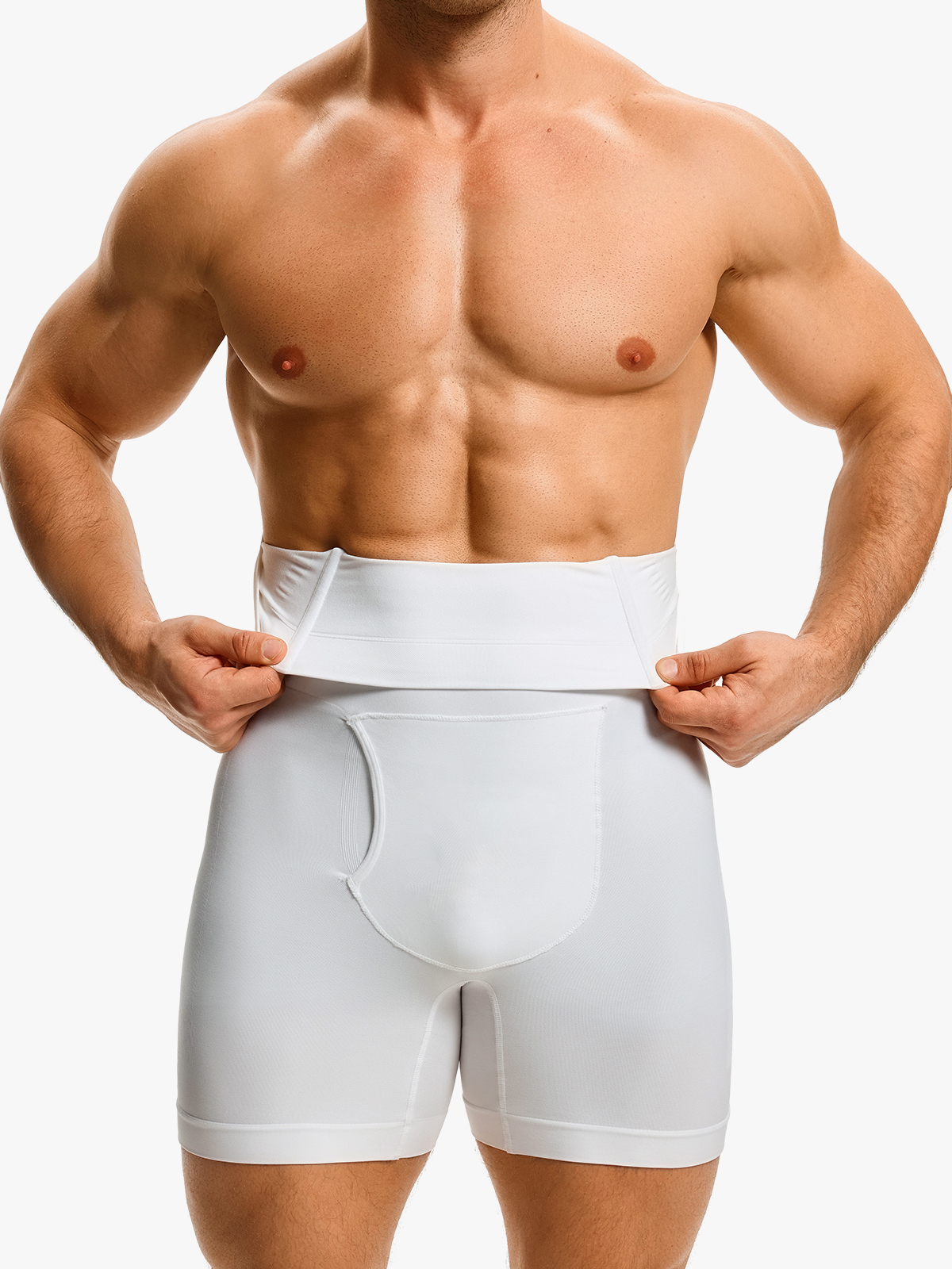 Men's High Waist Body Shaper Shorts with Steel Boning Support