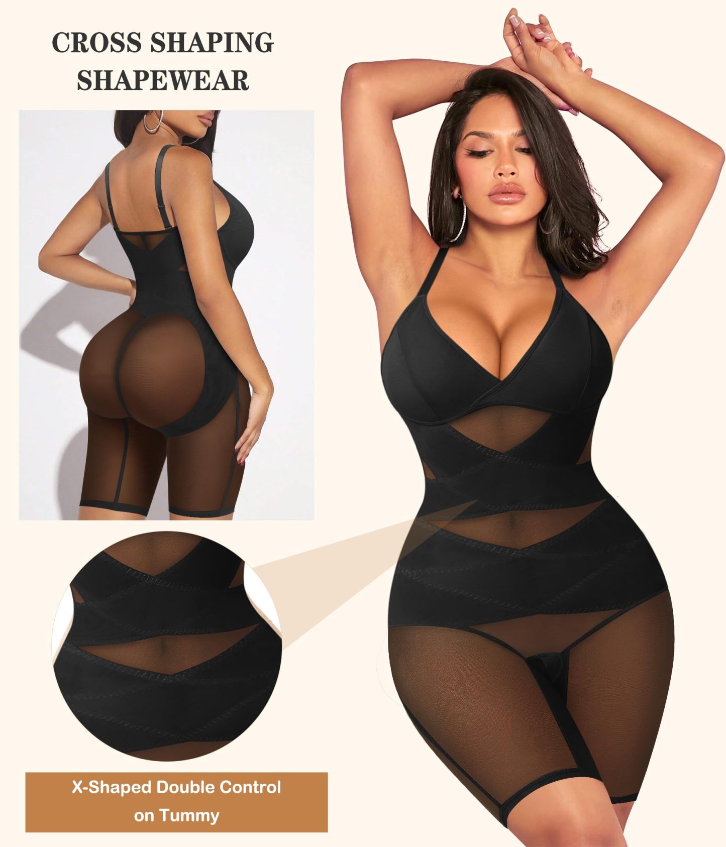 Nebility Air Mesh V-Neck Bodysuit