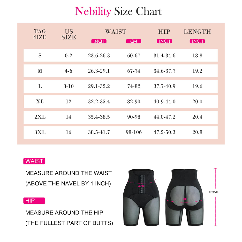 Nebility Hi- Waist Butt Lifter Body Shaper Shorts