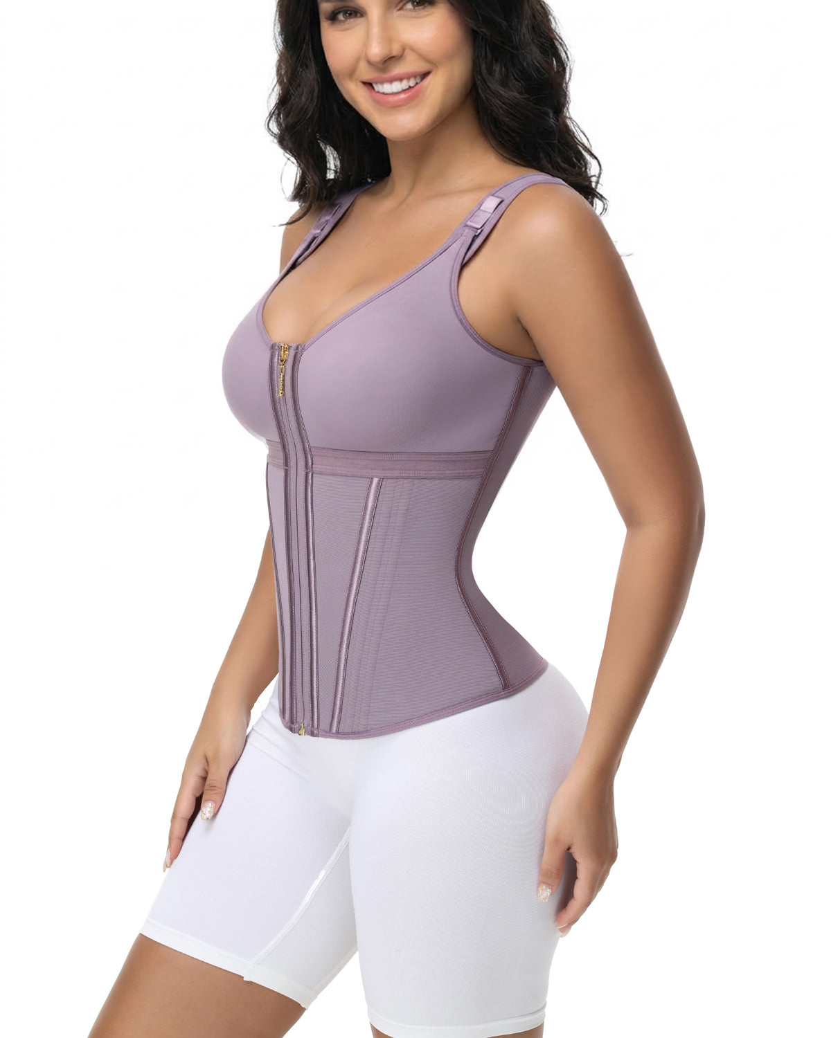 Zipper Steel Bone Tummy Control Top