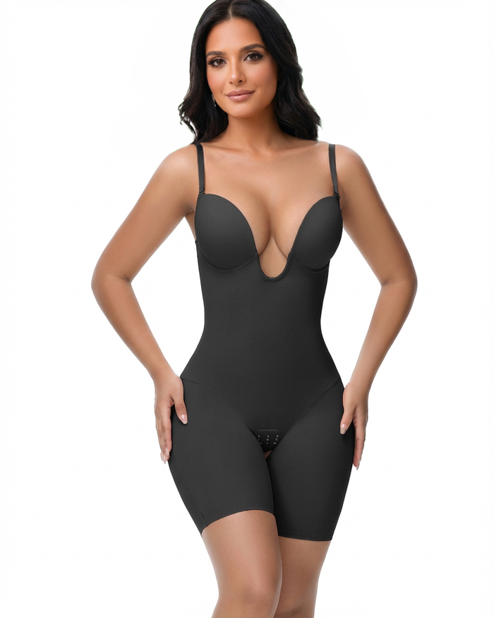 Plunge Backless Cami Mid-Thigh Bodysuit