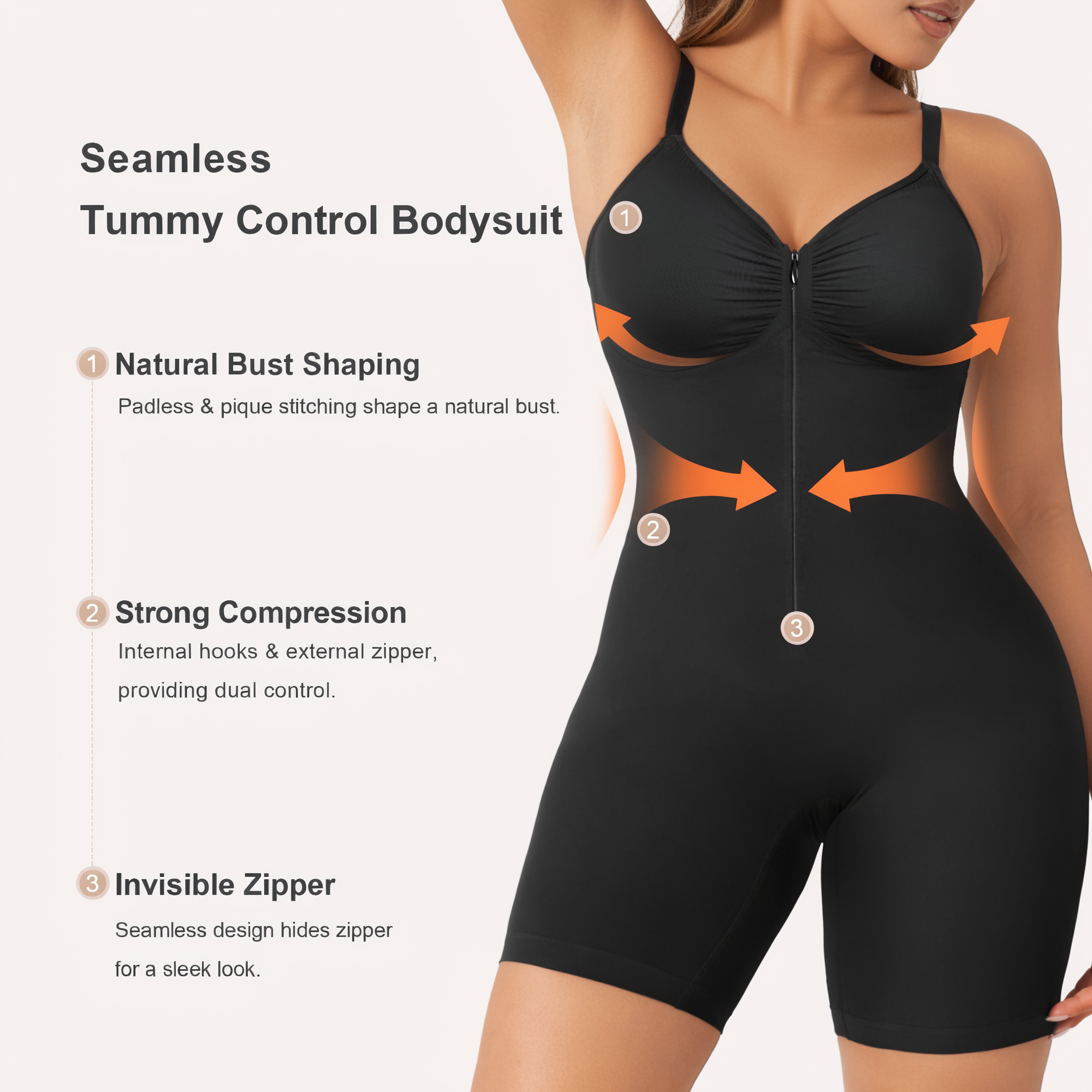 Seamless Zip-up Cami Mid-Thigh Bodysuit