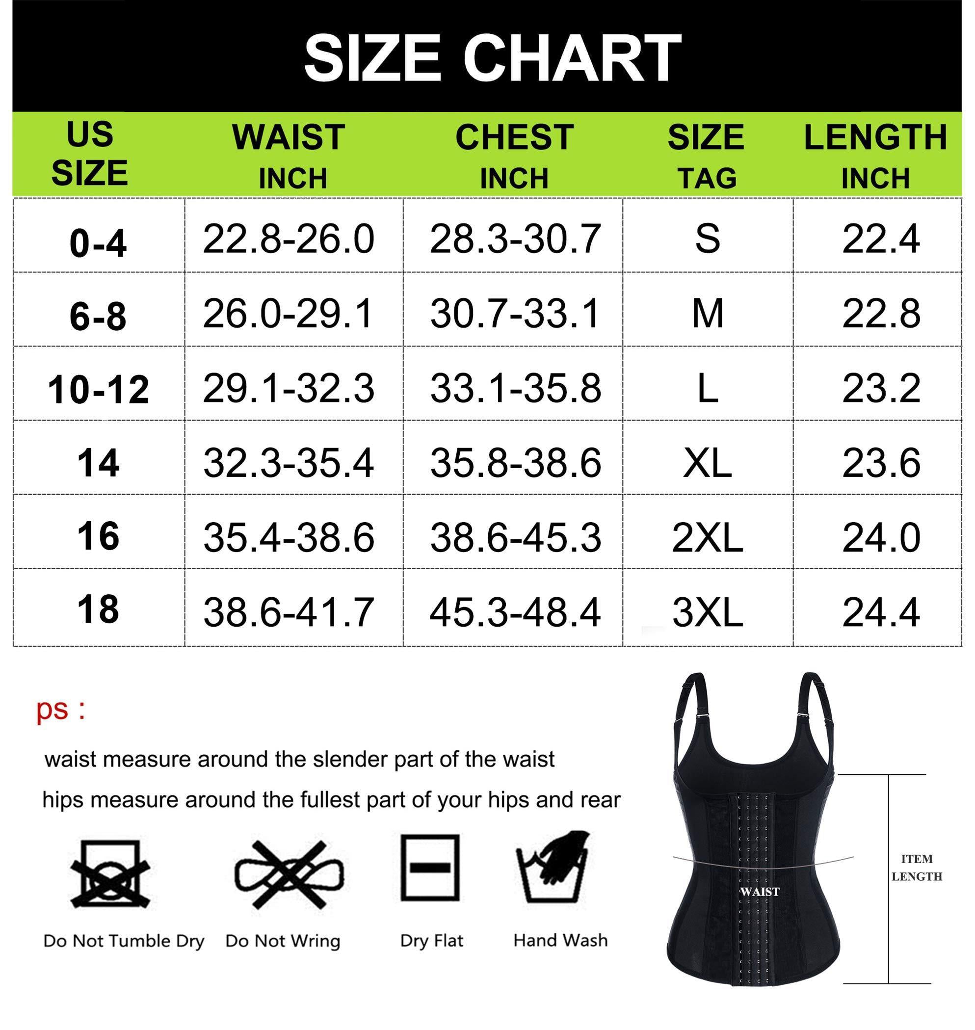 Women Breathable Tank Top Tummy Control Cincher Body Shaper Size Chart - Nebility