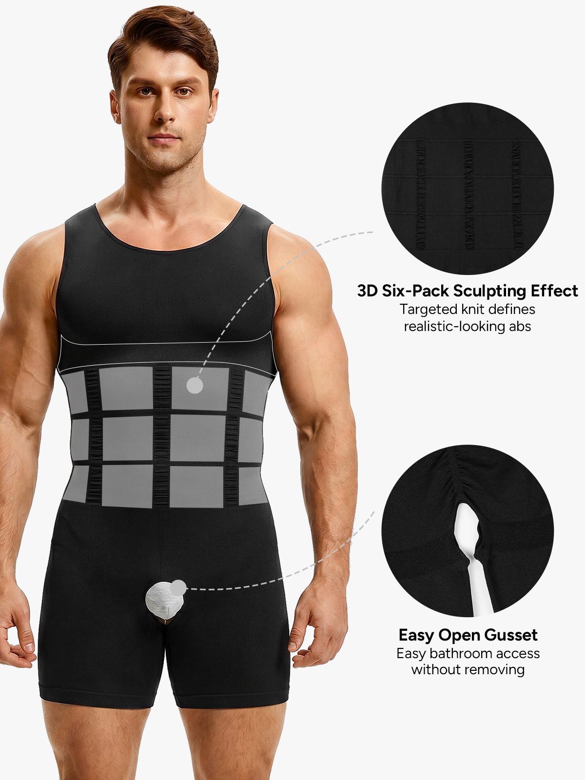 Seamless Full Body Shaper Tummy Control Compression Bodysuit For Men