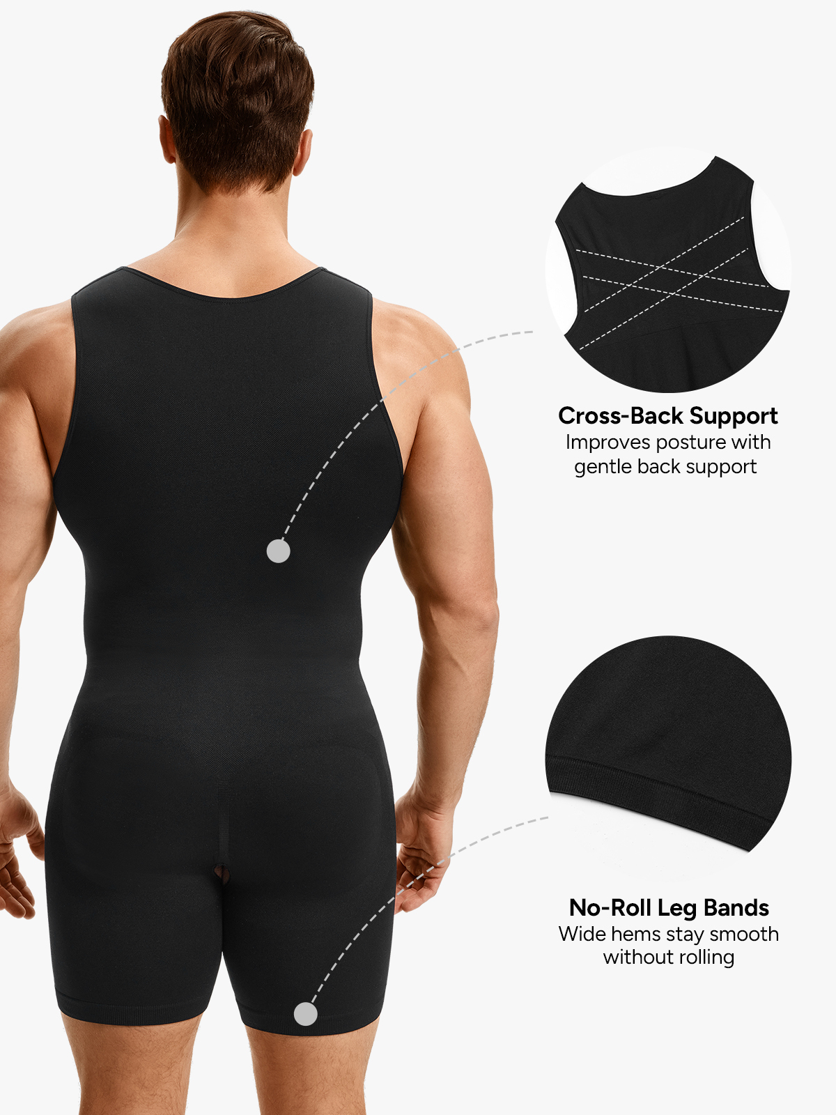 Seamless Full Body Shaper Tummy Control Compression Bodysuit For Men