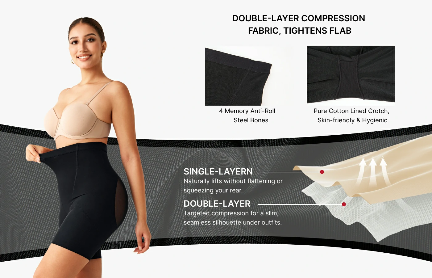 Women High Waist Mesh Tummy Control Shorts Butt Lifting Panties