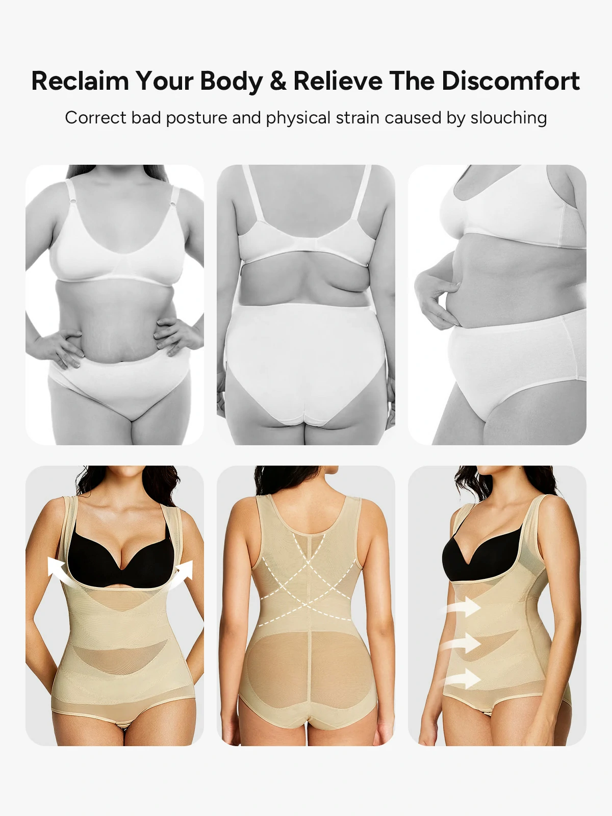 Mesh Open Bust Tummy Control Brief Bodysuit