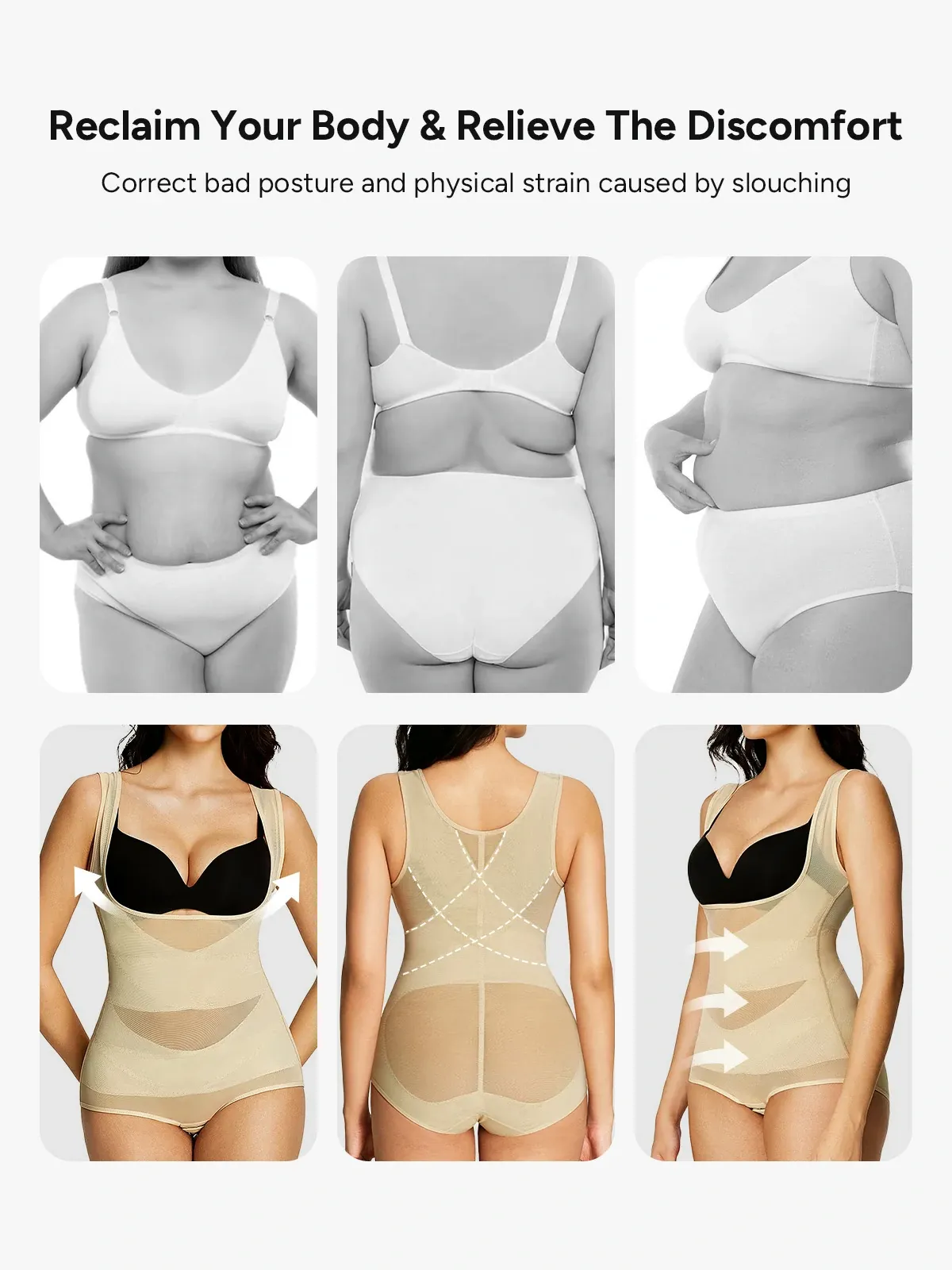 Mesh Open Bust Tummy Control Brief Bodysuit