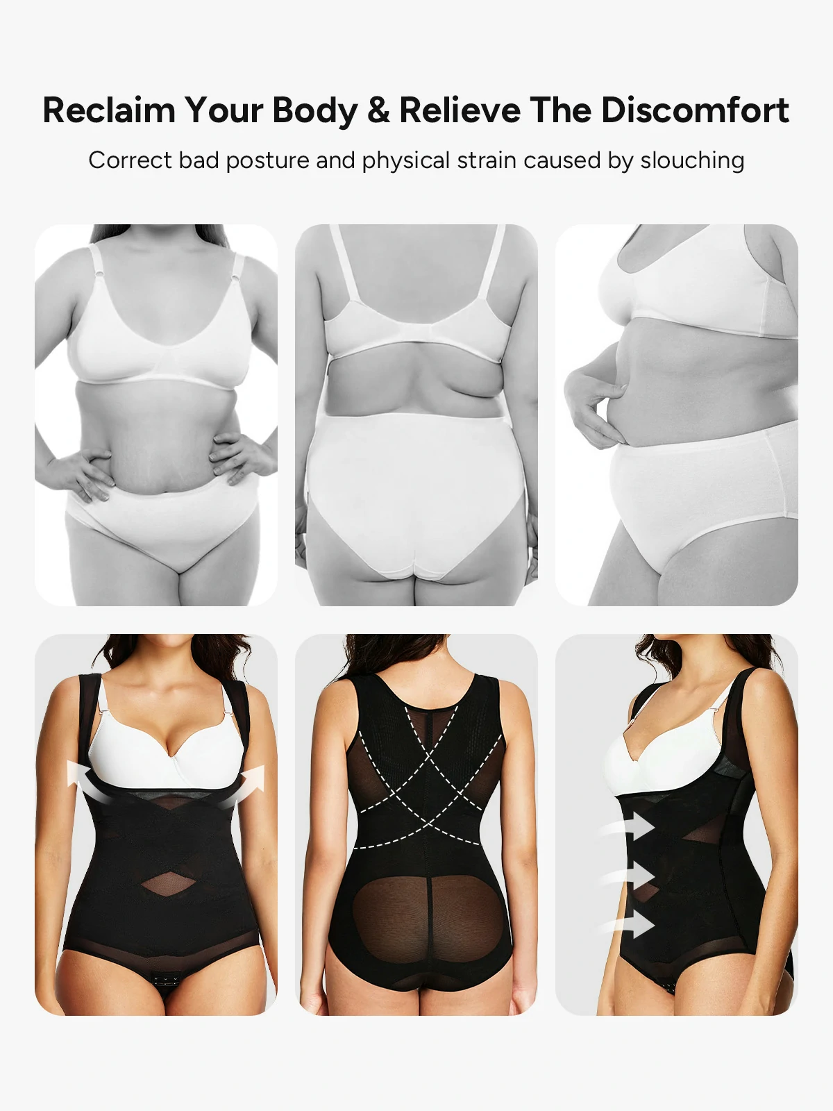 Mesh Open Bust Tummy Control Brief Bodysuit