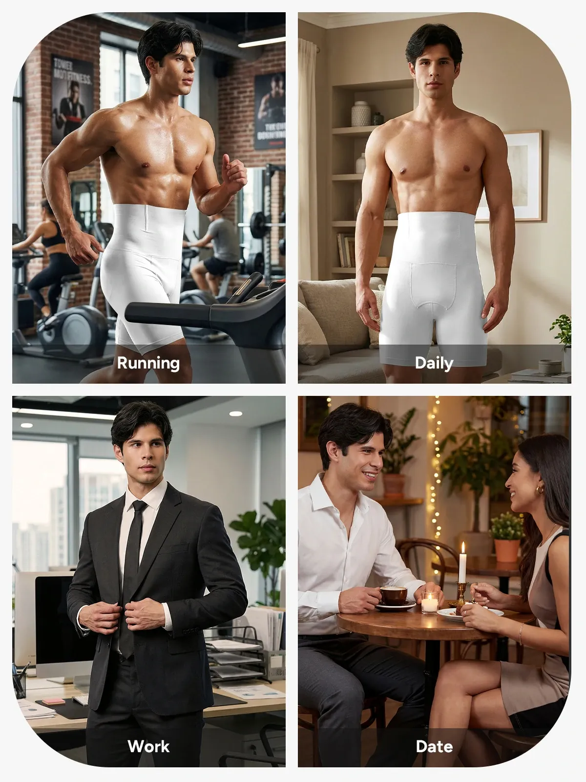 Men's Seamless High-Waist Boning Support Shorts 