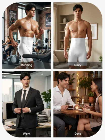 Men's Seamless High-Waist Boning Support Shorts 