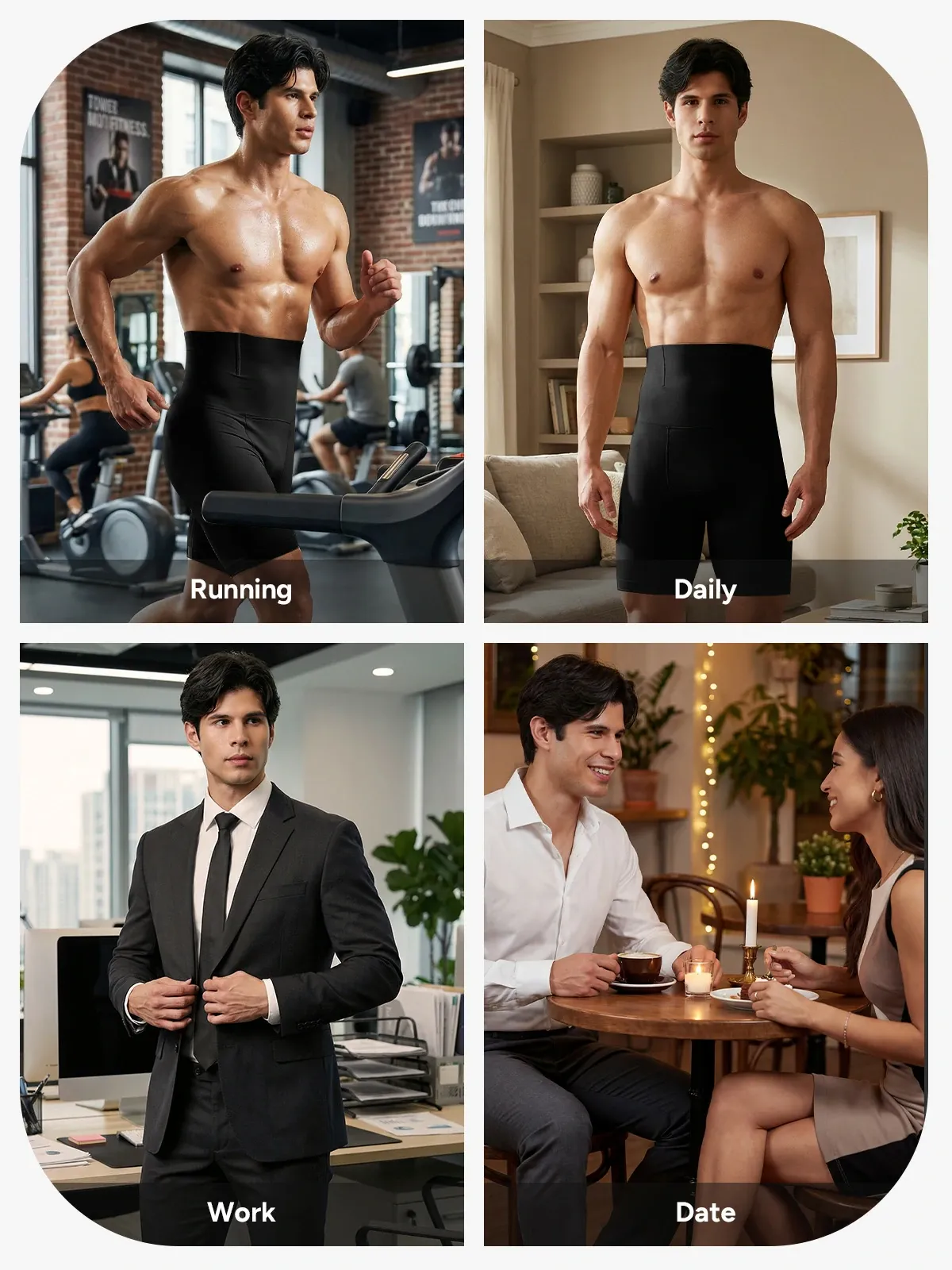 Men's Seamless High-Waist Boning Support Shorts 