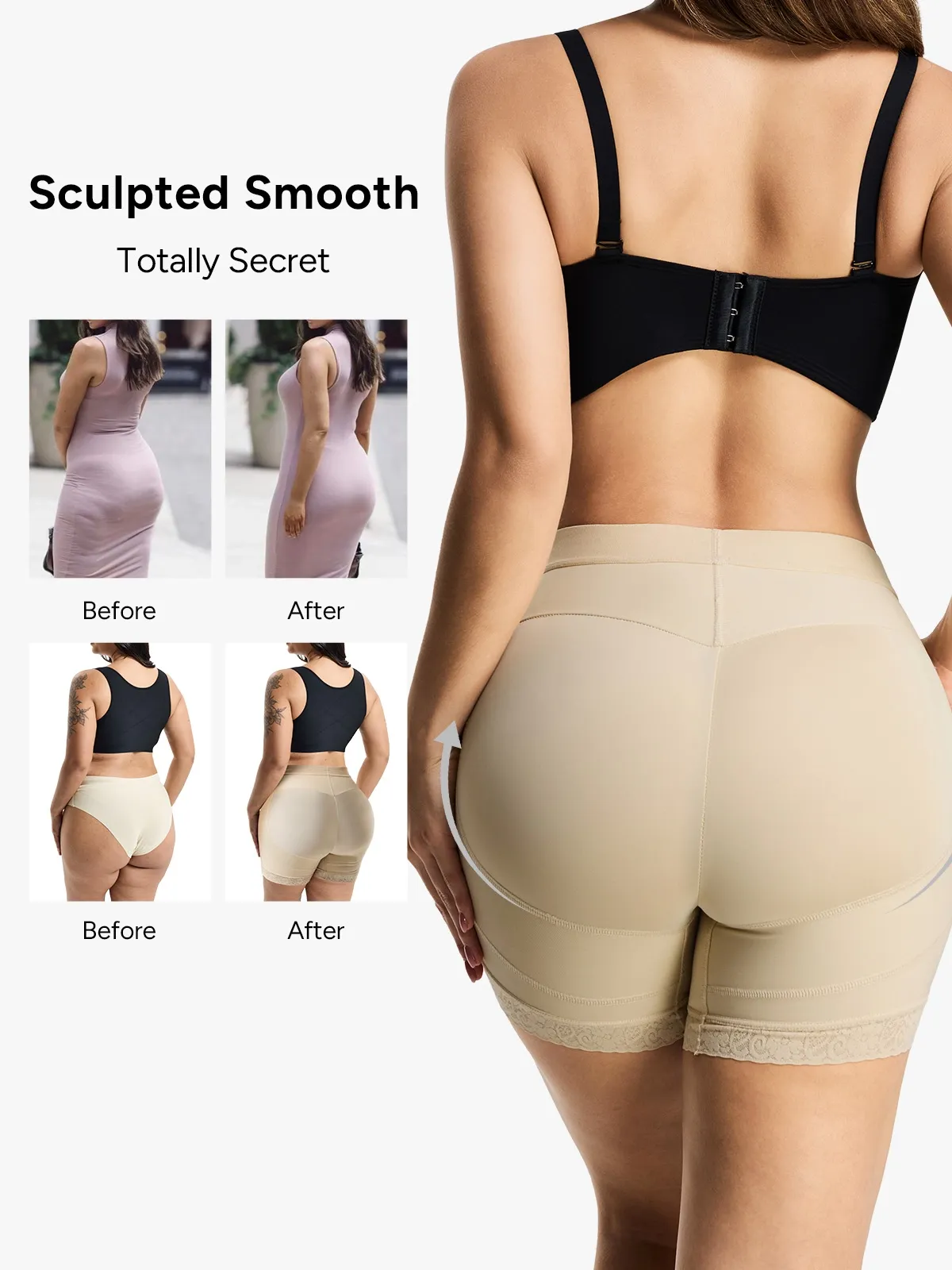 Mid-Rise Butt Lifting Lace Shorts