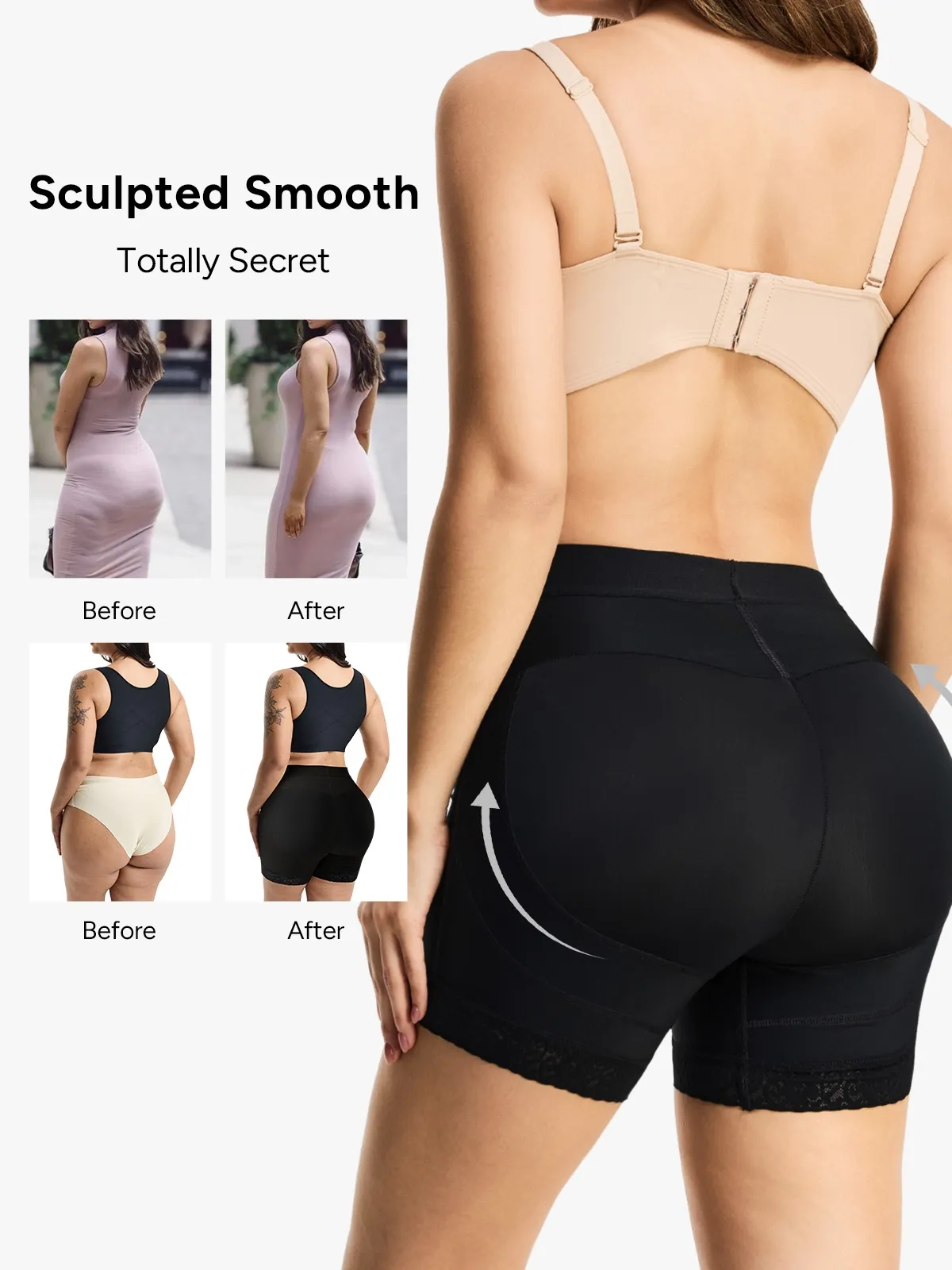 Mid-Rise Butt Lifting Lace Shorts