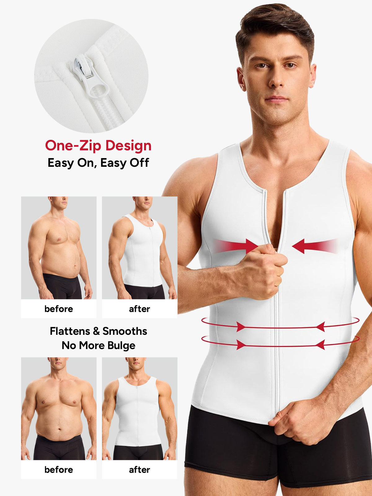 Zipper Belly Compression Workout out Waist Trainer Shapewear Tank Top