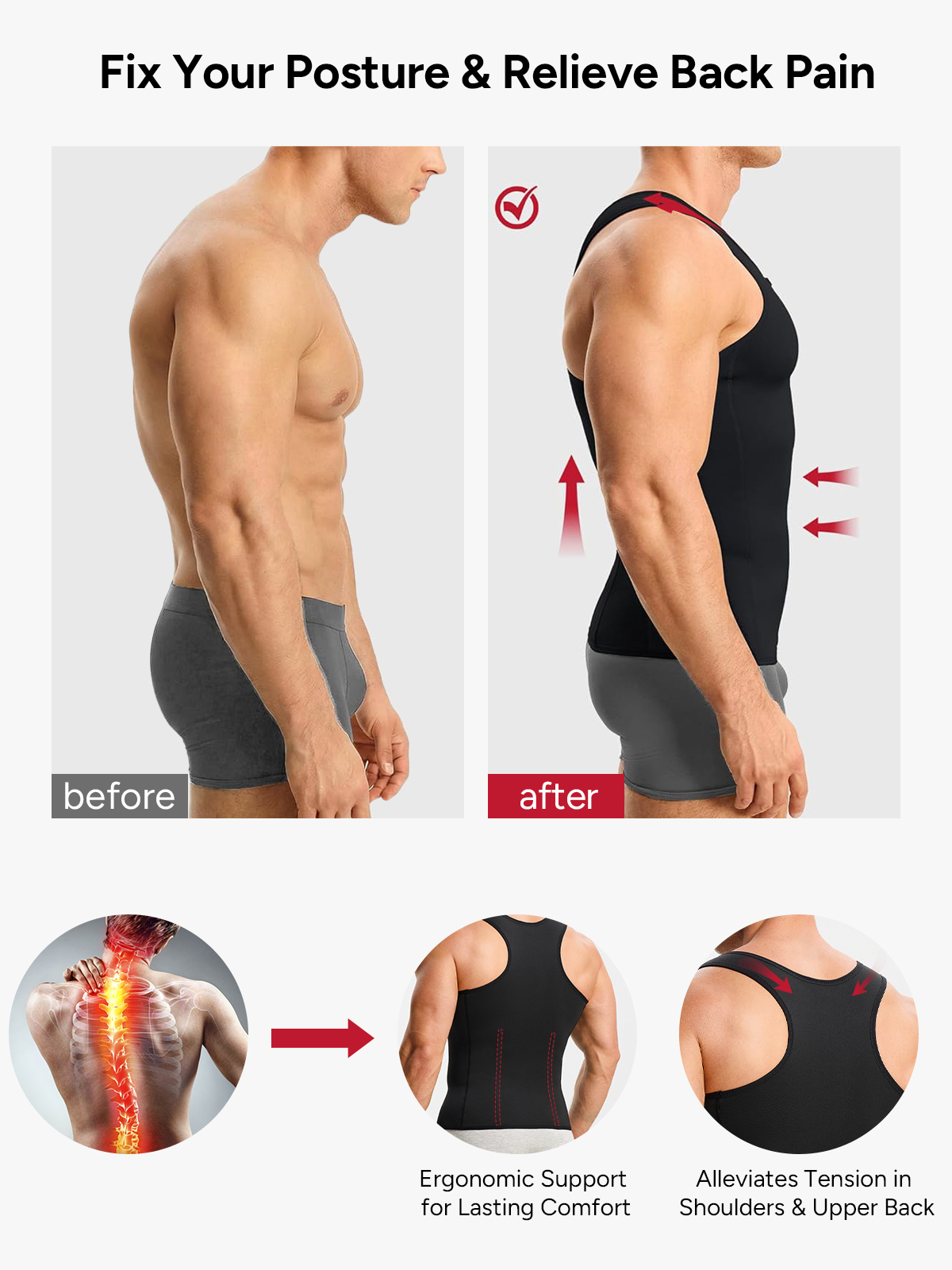 Zipper Belly Compression Workout out Waist Trainer Shapewear Tank Top