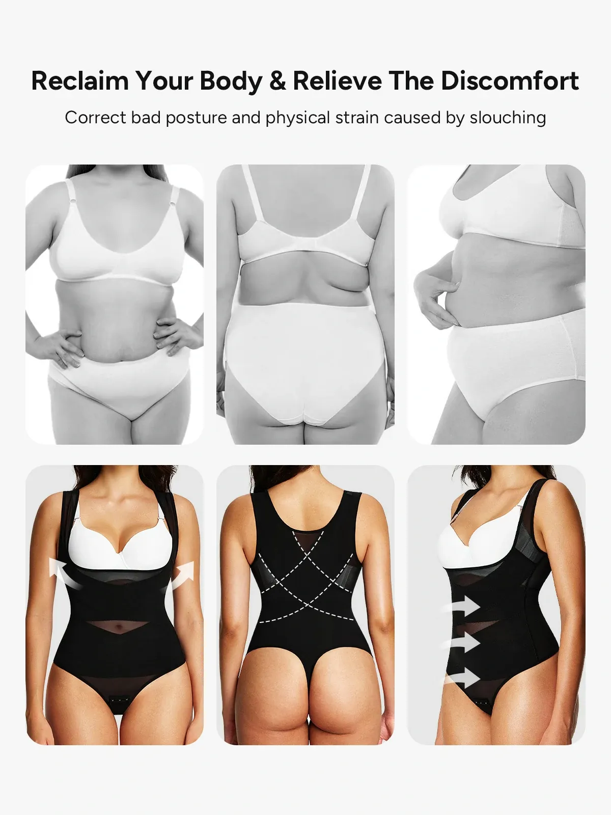 Mesh Open Bust Tummy Control Thong Bodysuit