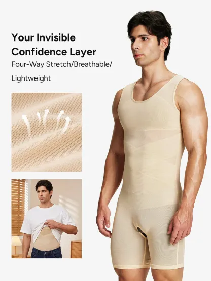 Men's Mesh Tummy Control Bodysuit