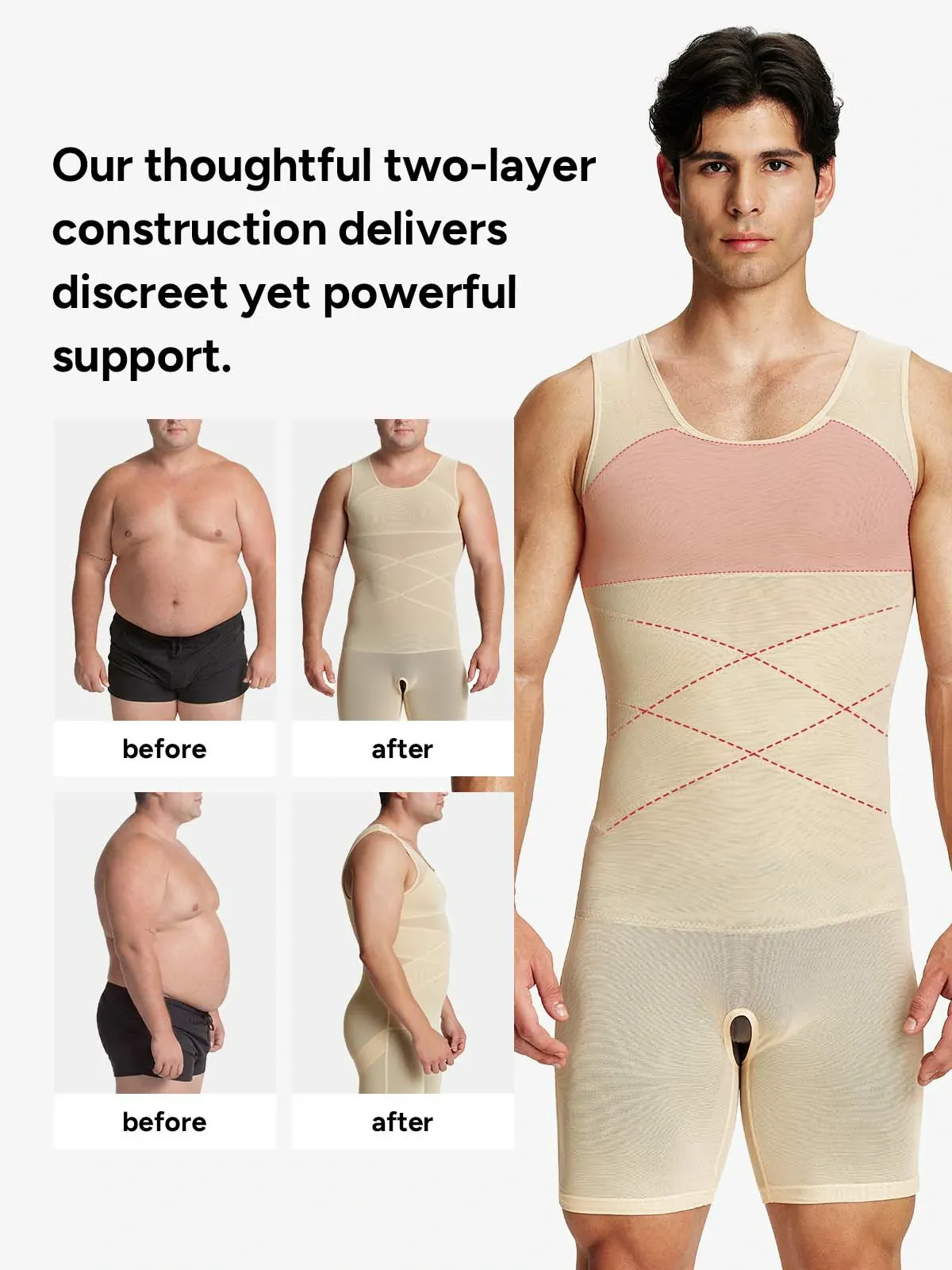 Men's Mesh Tummy Control Bodysuit