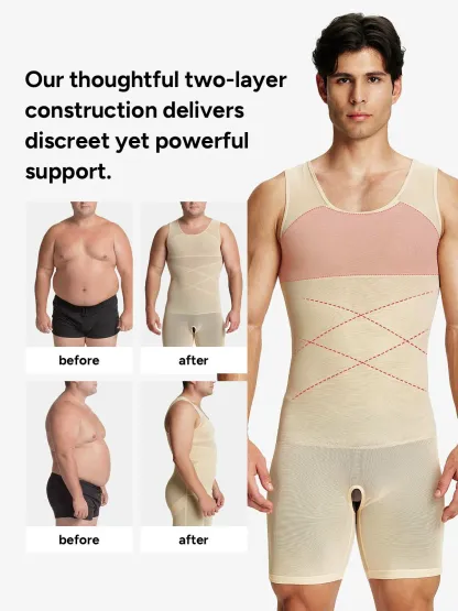 Men's Mesh Tummy Control Bodysuit