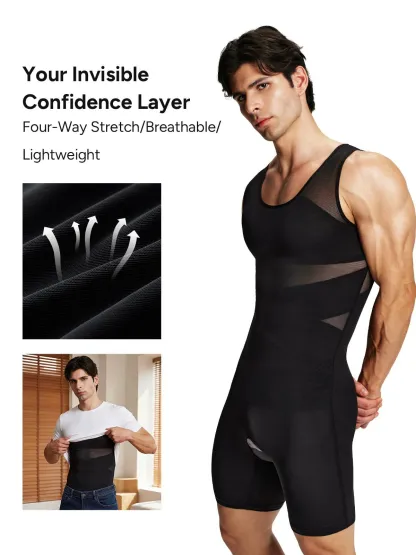 Men's Mesh Tummy Control Bodysuit