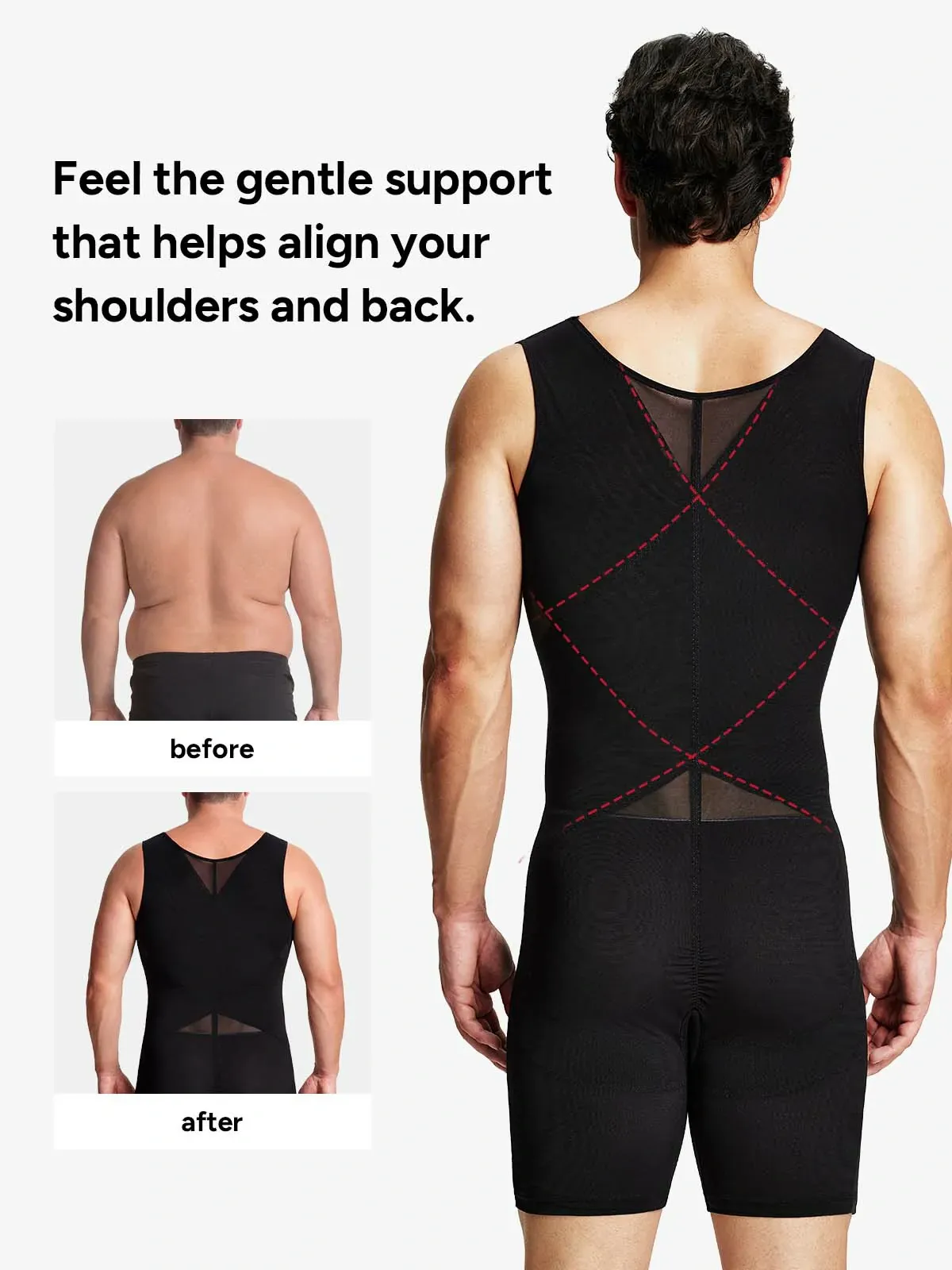 Men's Mesh Tummy Control Bodysuit