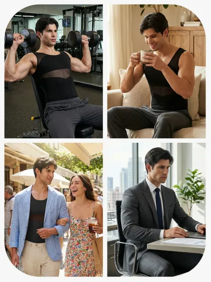 Men's Mesh Tummy Control Bodysuit