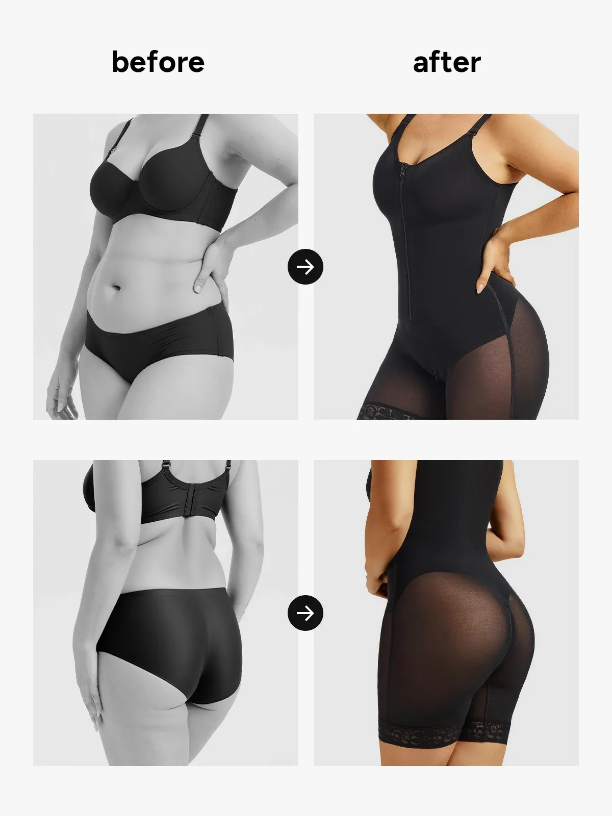 Mesh Front Zipper Crotch Opening Mid-Thigh Bodysuit