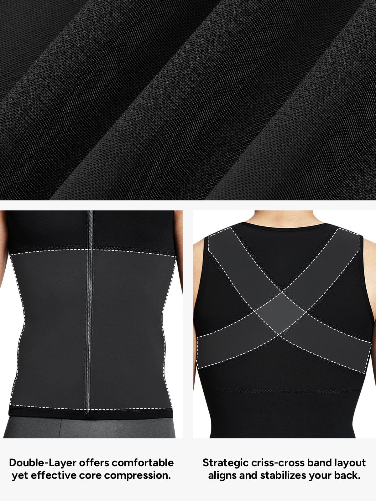 Mesh Zipper Compression Tank Top for Men