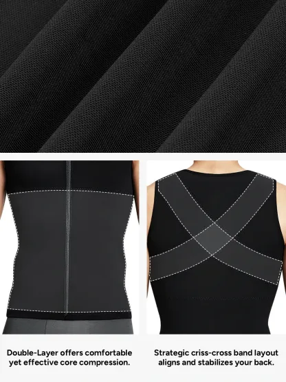 Mesh Zipper Compression Tank Top for Men