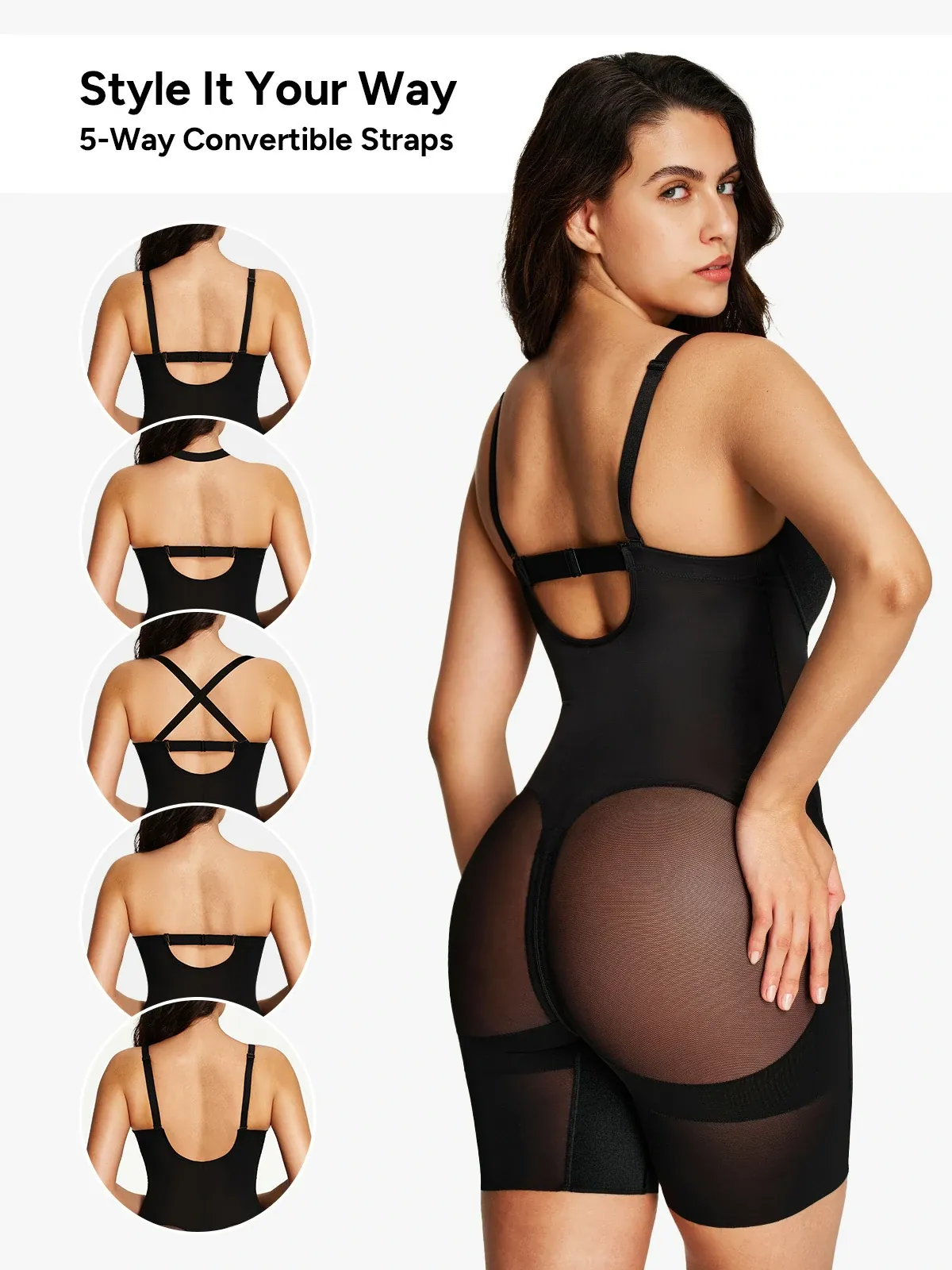 Deep Plunge Tummy Control Mid Thigh Bodysuit