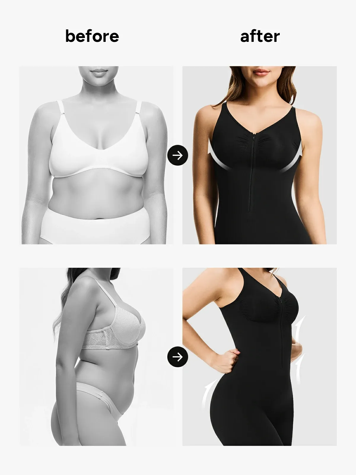 Seamless Zip up Tummy Control Mid-Thigh Bodysuit