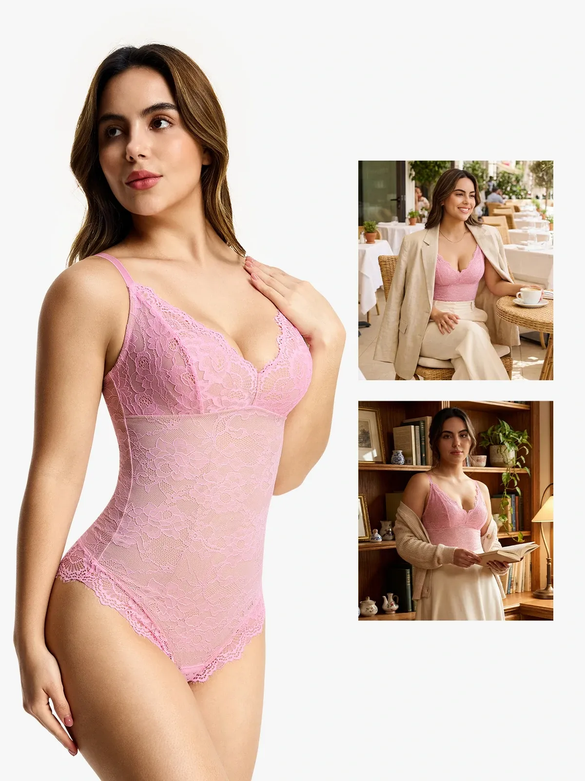 Lace Smoothing Tummy Control Cami Thong Bodysuit