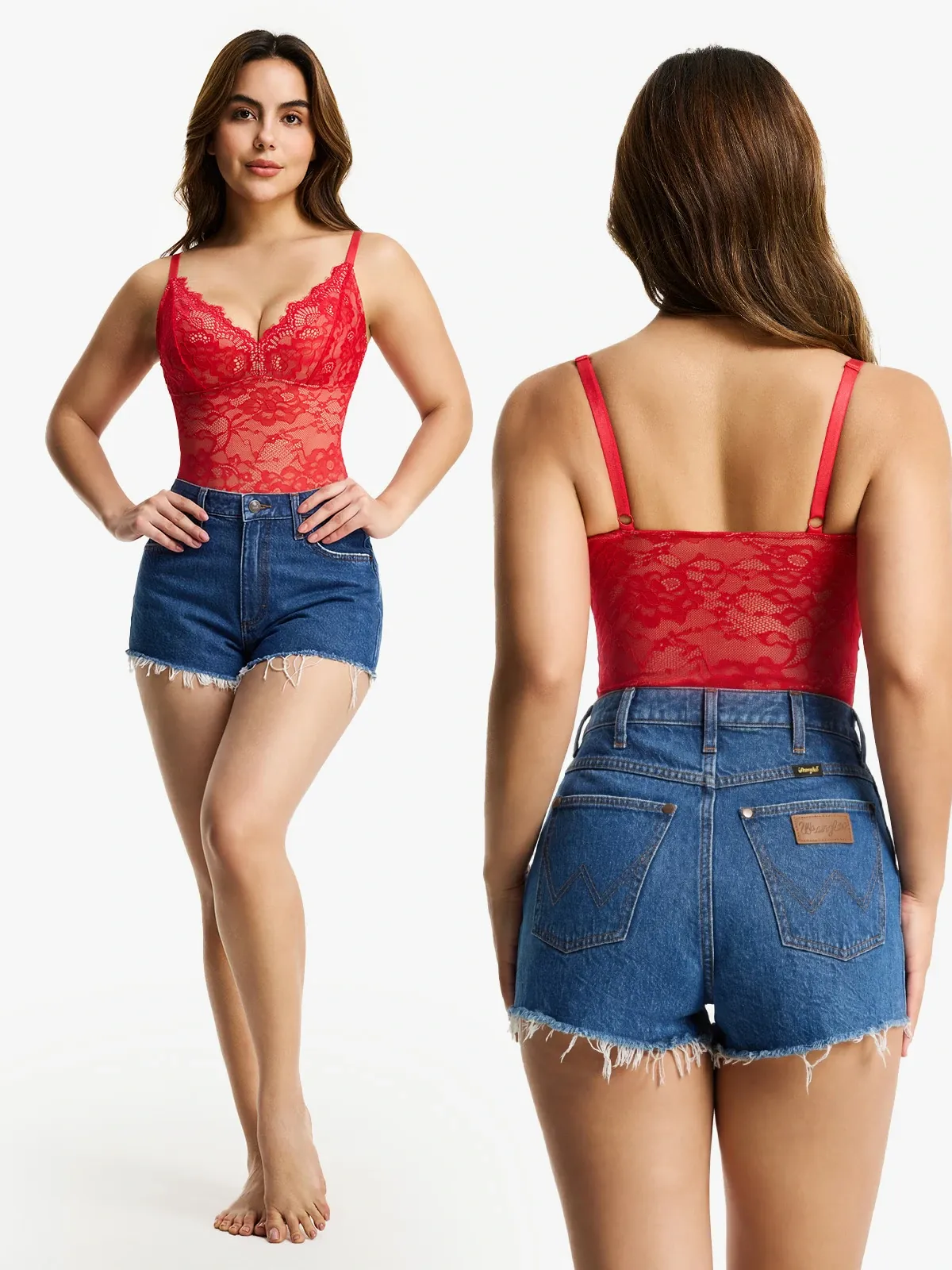 Lace Smoothing Tummy Control Cami Thong Bodysuit