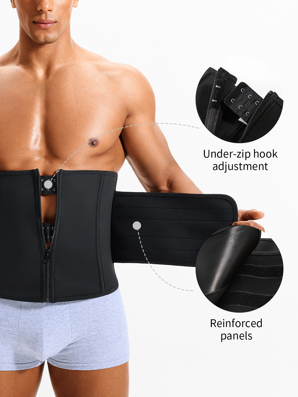 Zipper Double Layer Adjustable Belt Boning Workout Waist Trainer